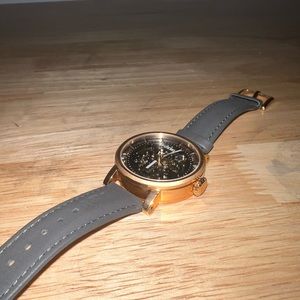 Fossil Rose Gold Watch, Gray Leather